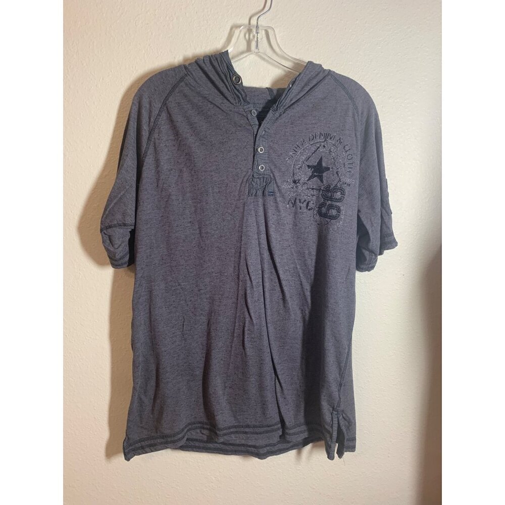 Paper Denim & Cloth Y2K Grunge Hoodie T-Shirt Men's Size Large Gray AE1